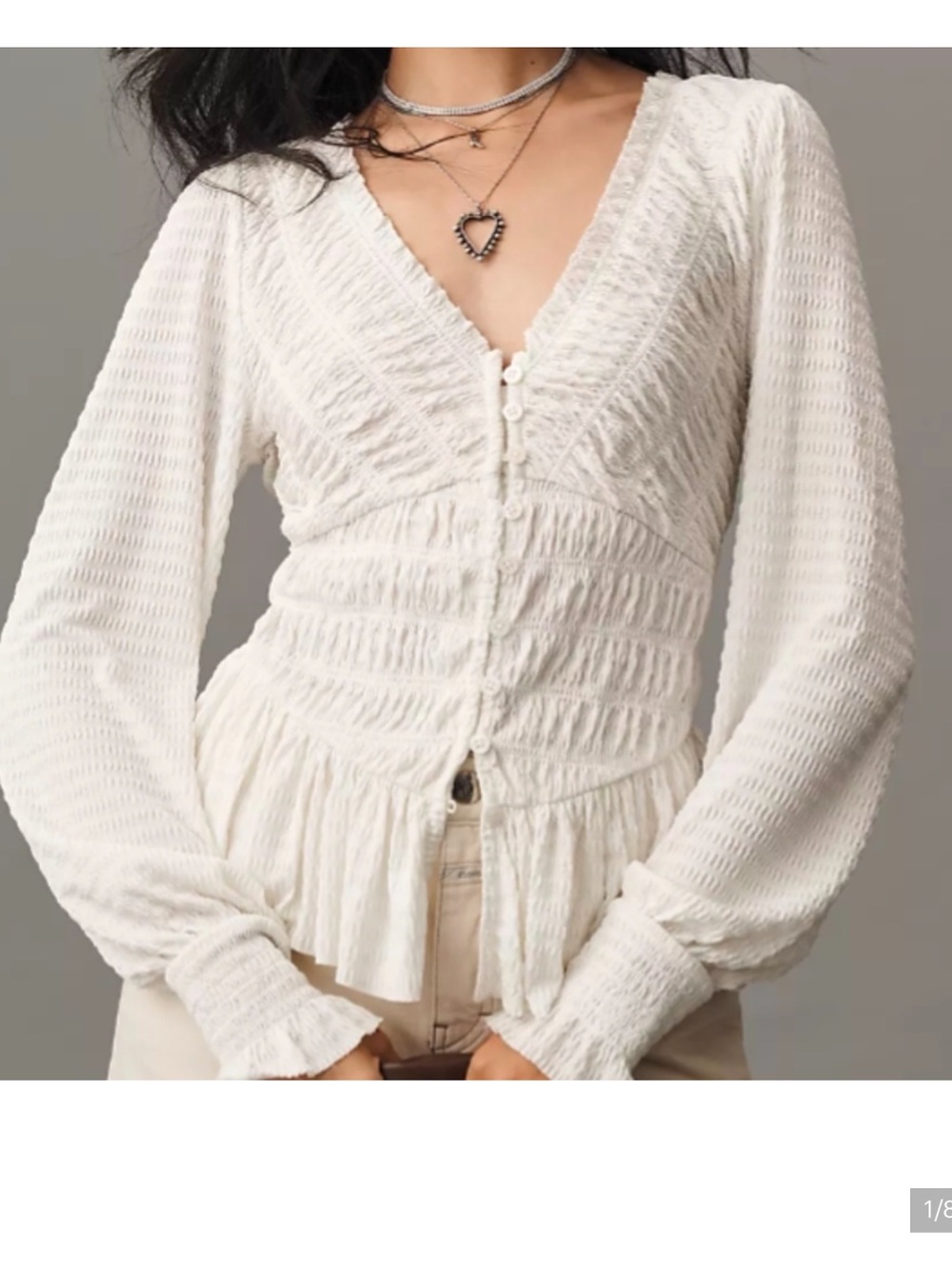 Anthropologie Smocked Peplum Top